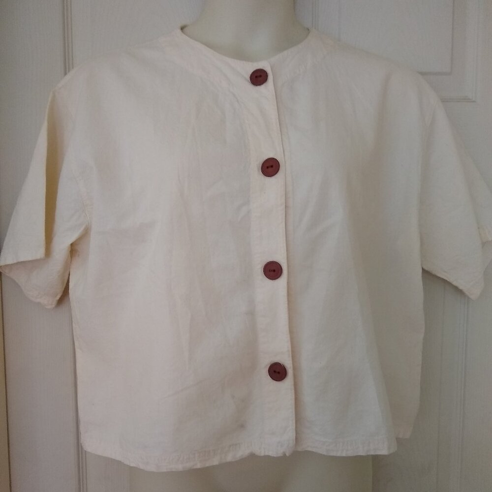 Vintage cabana clothing co s/s crop top cream button down